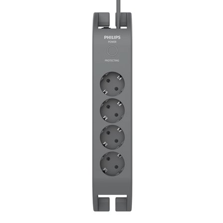 PHILIPS SPN3140A/62 4 Soket Akım Korumalı Priz 900 Joules 2Mt Kablo (Gri)(1923)