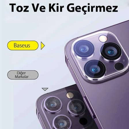 Baseus iPhone 15/15 Plus için Crystal Serisi HD Cam Kamera Koruyucu 2 Adet Set-(5775) — Renk: Şeffaf
