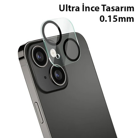 ALLY İPhone 13-13 Mini 3D Full Tempered Glass Cam Kamera Koruyucu-(5775)