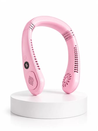 Pembe Boyun Tipi Fan USB Şarjlı Hafif Tasarım Güçlü Hava Üflemeli Serinletici