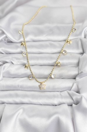 Pirinç Gold Renk Yıldız Model Kadın Kolye 5886
