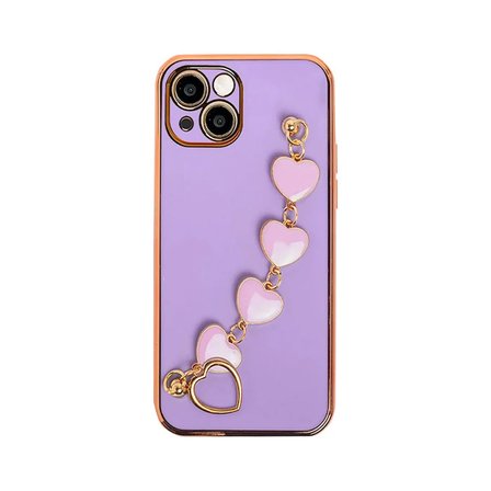 Ally iPhone 13 Mini 5.4inç Kılıf Kalp Bileklik Tutuculu Lüx Silikon Askılı Kılıf-(5775)