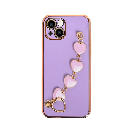 Ally iPhone 13 Mini 5.4inç Kılıf Kalp Bileklik Tutuculu Lüx Silikon Askılı Kılıf-(5775)