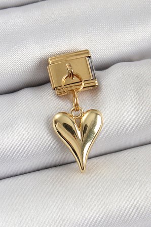316L Çelik Sallantılı Kalp Model Gold Renk Nomination Charm 5886