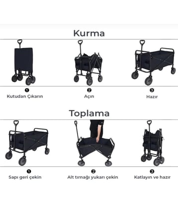 Katlanır Kamp ve Plaj Arabası Büyük Kapasiteli Taşıma Vagonu