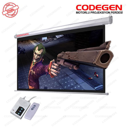 Codegen EX-20 MOTORLU PROJEKSİYON PERDESİ 200x200 Elektrikli Uzaktan Kumandalı (Arkası Siyah Fonlu -