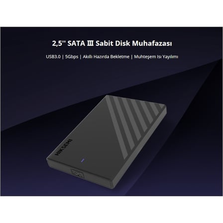 HIKSEMI HS-HUB-MHB201 USB3.0 25" Disk Kutusu. (SSD ve HDD Destekler 5Gbps Siyah Win Mac-OS Linux Android)(1923)