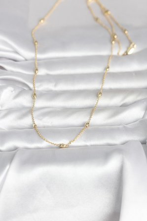 CM 14K Gold Renk Damla Topçuk Model Zincirli 60 cm Kadın Kolye 5886