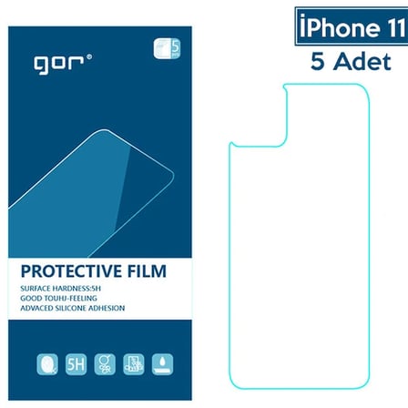 GOR İPhone 11 6.1 Çizilmez Arka Koruyucu Jelatin 5 Adet Set-(5775) — Renk: Şeffaf 2