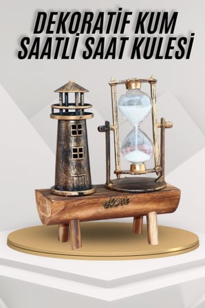 Deniz Feneri Kum Saati Ahşap Görünümlü Vintage Tarz Biblo