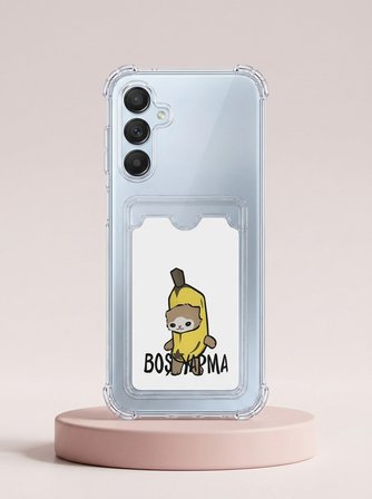 Samsung Galaxy A17 Boş Yapma Muz Detaylı Kart Bölmeli Şeffaf Telefon Kılıfı