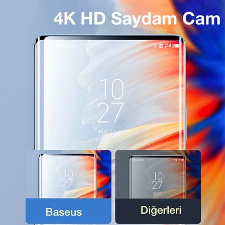Baseus Xiaomi Mi Mix 4 0.25mm Kavisli Full Cam Ekran Koruyucu-(5775) — Renk: Siyah