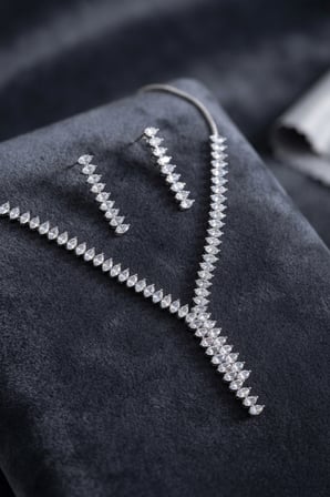 Arpa Zirkon Taşlı Su Yolu Kolye ve Küpe Set 5886