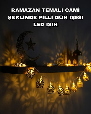 Led Şeritler Pilli Ramazan ve Bayram Işık Zinciri Cami Temalı Dekoratif