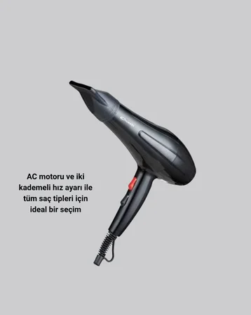 2200W Fön Makinesi – Profesyonel AC Motor Soğuk ve Sıcak Üfleme