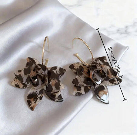 Gold leopar çiçek küpe