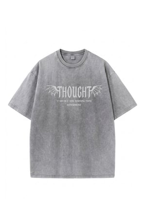 Yıkamalı Streetwear Rose Baskılı Unisex Oversize Vintage T-shirt