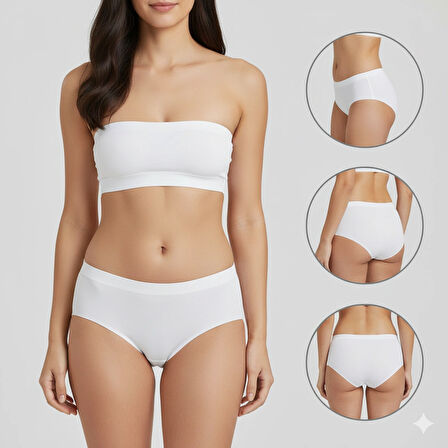 Kadın 3’lü Paket İz Yapmaz Külot – Lazer Kesim, Beli Lastikli, (Siyah / Beyaz / Ten)