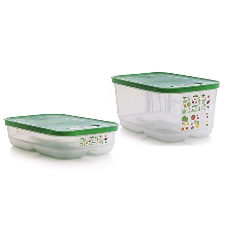 Tupperware SERA SET 2'Lİ 1.8 Lt 4.4 Lt SEBZE MEYVE SAKLAMA KABI 