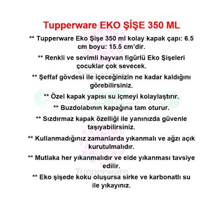 Tupperware EKO ŞİŞE 350 ML ASLAN MATARA VE SULUK ECO WATER BOTTLE HSGL