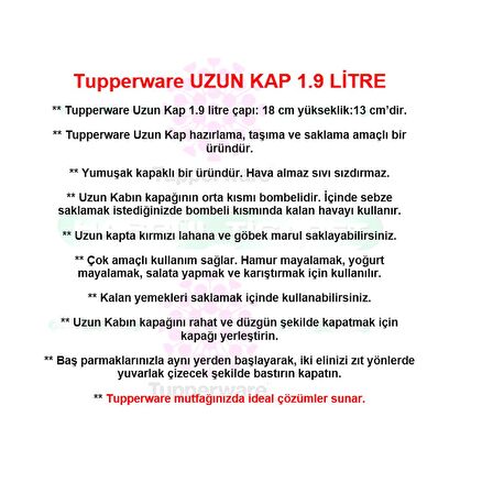 Tupperware UZUN KAP 1.9 LT MOR HAZIRLAMA SAKLAMA KABI HSGL