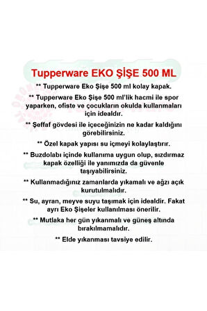 tupperware Eko Şişe 500 ml Suluk Matara Water Bottle Yeşil