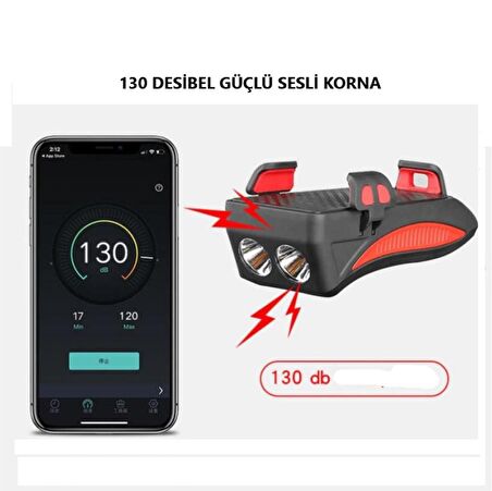 Hsgl Bisiklet Ön Far 130 Dsb Korna Güç Kaynağı Telefon Tutucu Bisiklet Aksesuar