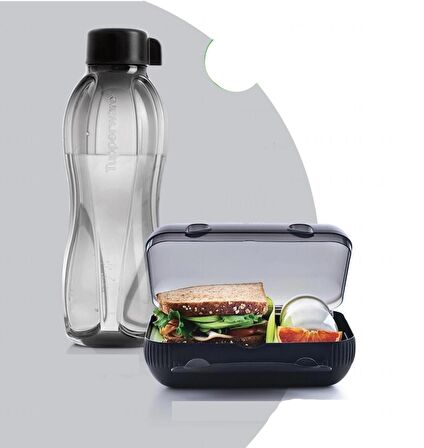 Tupperware Eko Siyah Şişe 1 lt  Siyah Yeşil Beslenme 1 lt  Özel Se