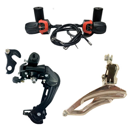 Hsgl Bisiklet Kırmızı Vites Kolu  Ön Attırıcı alttan Arka Attırıcı kulaklı kulaksız TZ50 model 18 21 24  Vites uyumlu Set