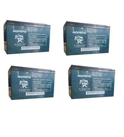 Hsgl Elektrikli Bisiklet Şarj Edilebilir Jelli Akü Batarya 4 x 12v 24AH /2hr  6-DZM-24 4 adet akü monero