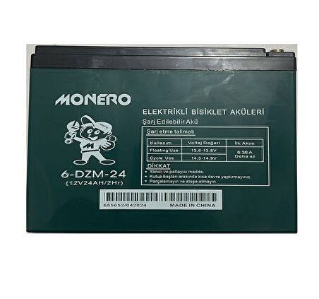 Hsgl Elektrikli Bisiklet Şarj Edilebilir Jelli Akü Batarya 4 x 12v 24AH /2hr  6-DZM-24 4 adet akü monero