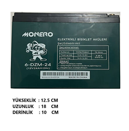 Hsgl Elektrikli Bisiklet Şarj Edilebilir Jelli Akü Batarya 4 x 12v 24AH /2hr  6-DZM-24 4 adet akü monero