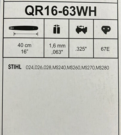 Hsgl Motorlu Testere Stıh ms240 ms260 ms270 ms280  3/25 32 Diş Kılavuz  QR16-63WH sthl uygun pala
