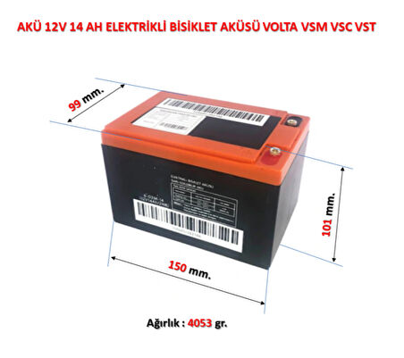 Hsgl E bike Şarj Edilebilir Kapalı Kurşun Asit Akü  12v 14ah /2hr Batarya şarjlı bisiklet aküsü e bike akü rmg 6dzm-14