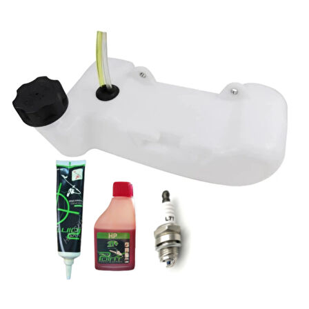 Hsgl Motorlu Tırpan 2 Delik Komple Yakıt Deposu 2T 100ml yağ 120gr gress buji set