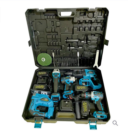 HSGL HKT 929 5’li Akülü Set – Dekopaj, Hilti, Matkap, Somun Sökme ve Spiral – 21V Şarjlı El Aletleri Takımı ( Taşıma Çantalı)