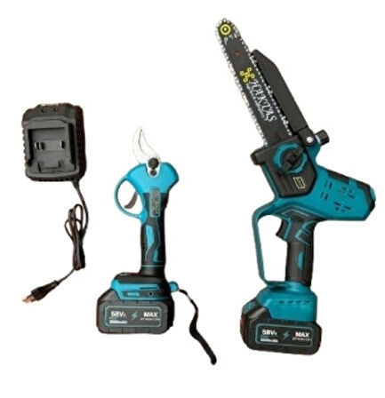 HSGL HKT Akülü Budama Testere Set 21V Şarjlı Zincirli Testere Güçlü Motor Taşıma Çantalı