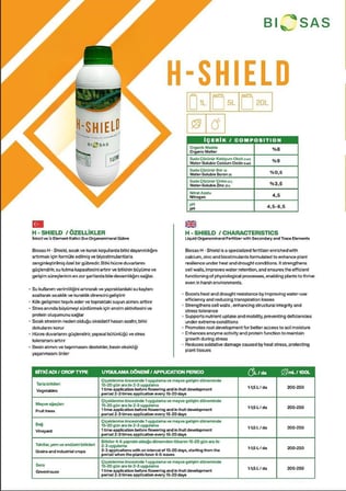 Biosas H-Shield 1 LT İkincil ve İz Element Katkılı Sıvı Organomineral Gübre