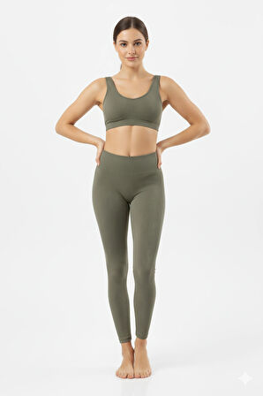 Kadın Yüksek Bel Fitilli Tayt – Esnek Kumaş Rahat Kalıp