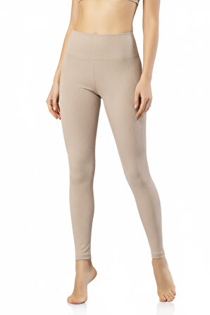 Kadın Yüksek Bel Fitilli Tayt – Esnek Kumaş Rahat Kalıp