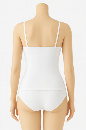 Kadın 2'li Pamuklu Atlet – Ip Askılı, Dantelli Yuvarlak Yaka