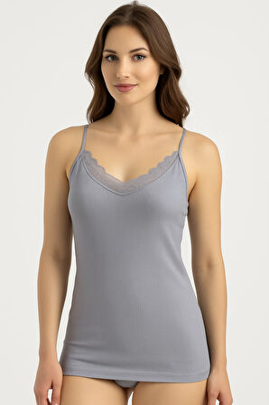 Kadın 2'li Fitilli Pamuklu V Yaka Atlet – Dantel Detaylı, Şık Ve Rahat ( Kota)