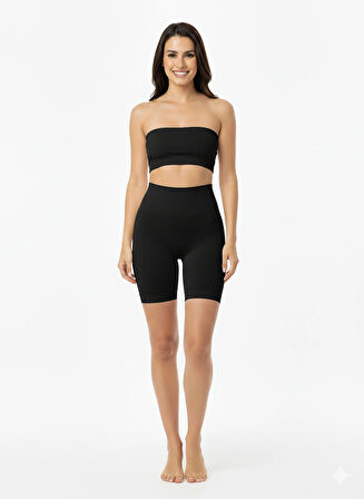 Diz Üstü Yüksek Bel Paçalı Korse – Silikonlu, Kaydırmaz Ve Şekillendirici Vücut Etkili