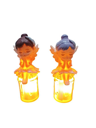 LED Mum Kanatlı Melek Tip Pilli  Dekoratif Yapay Mum Işıldak 1CİFT  