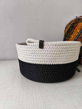 Sepet Siyah/Ekru El Yapımı Sepet, Çok Amaçlı Düzenleyici/banyo, Mutfak Düzenleyici