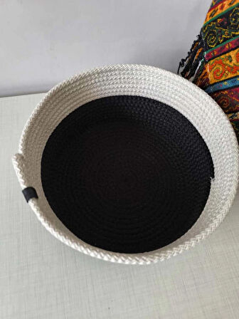 Sepet Siyah/Ekru El Yapımı Sepet, Çok Amaçlı Düzenleyici/banyo, Mutfak Düzenleyici