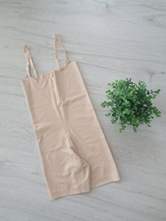 Kadın Diz Üstü Body Korse – Bej, Konforlu Ve Toparlayıcı Model Vücut Inceltici Etkili