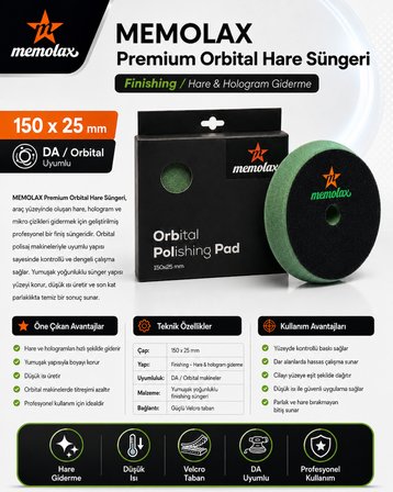 Premium Orbital Hare Süngeri 150*25 Yeşil