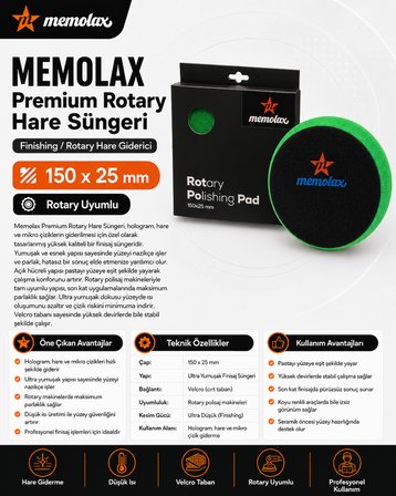Premium Rotary Hare Süngeri 150*25 Yeşil