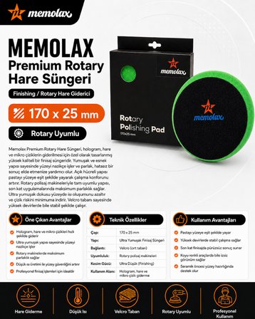 Premium Rotary Hare Süngeri 170*25 Yeşil